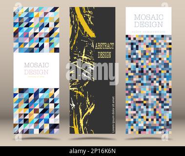 A set of designs of different styles. Template for background, cover, screensaver, website and creative idea. Layout for interior design, corporate st Stock Vector