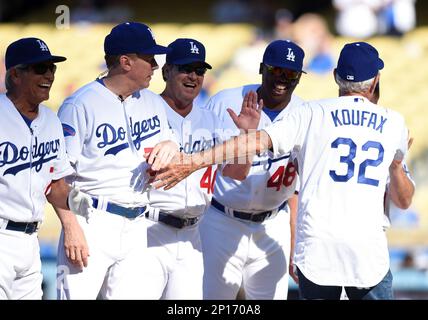 02 July 2016: Former Dodgers player Fernando Valenzuela during the Dodgers  Old-Timers Game at Dodger Stadium in Los Angeles, CA. (Photo by Chris  Williams/Icon Sportswire) (Icon Sportswire via AP Images Stock Photo 