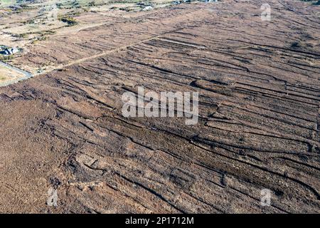 Aerial view of peatbog at Gortahork in County Donegal, Republic of Ireland. Stock Photo