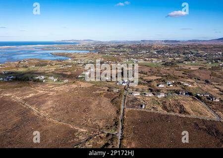 Aerial view of Gortahork in County Donegal, Republic of Ireland. Stock Photo