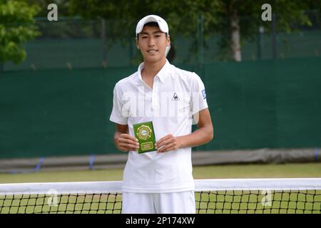 1, - London, England - YOSUKE of poses with his trophy after the final of the Nike Junior International Roehampton tennis tournament. (Cal Sport Media via AP Images Stock Photo - Alamy