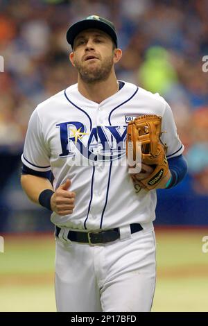 19 JUN 2016: Evan Longoria of the Rays during the regular season Throw Back  game between the San Francisco Giants and the Tampa Bay Rays at Tropicana  Field in St. Petersburg, Florida.