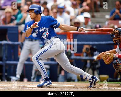 31 May. 1993: Toronto Blue Jays infielder Roberto Alomar (12) on