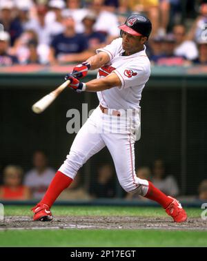 Cleveland Indians Roberto Alomar (12) in action during a game from his 2001  against at Jacobs FIeld in Cleveland, Ohio. Roberto Alomar played for 17  season with 7 different teams was a