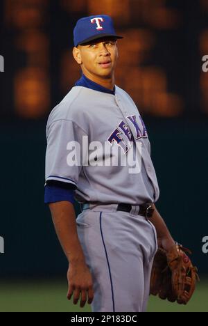 May 2002: Alex Rodriguez of the Texas Rangers during a game versus the  Anaheim Angels at Edison Field in Anaheim, CA. (Photo by John Cordes/Icon  Sportswire) (Icon Sportswire via AP Images Stock
