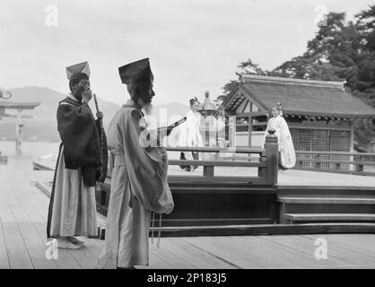 Travel views of Japan and Korea, 1908.Possibly Itsukushima Shinto Shrine. Stock Photo