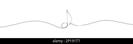 whole note vector illustration, single one continuous line art drawing style. Minimalism sign and symbol of music. Stock Vector