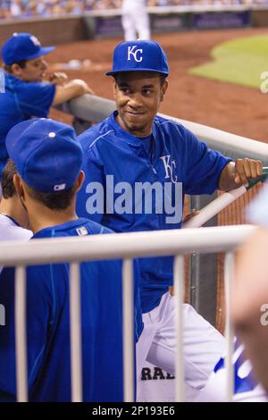 15 June 2016: Kansas City Royals left fielder Whit Merrifield (15) in a  divisional game between the Cleveland Indians and Kansas City Royals at  Kauffman Stadium in Kansas City, MO. (Photo by