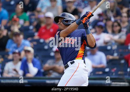 Houston Astros' Mauricio Dubon flies out during the fifth inning of a spring  training baseball game against the Atlanta Braves Friday, March 3, 2023, in  West Palm Beach, Fla. (AP Photo/Jeff Roberson