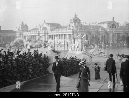 St Louis World's Fair, 1904. East Cascade Falls, looking toward the Palace of Electricity. Stock Photo