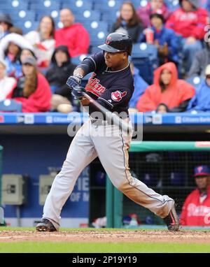 Cleveland Indians Jose Ramirez (11) bats in the eighth inning during Game 3  of the Major League Baseball World Series against the Chicago Cubs on  October 28, 2016 at Wrigley Field in