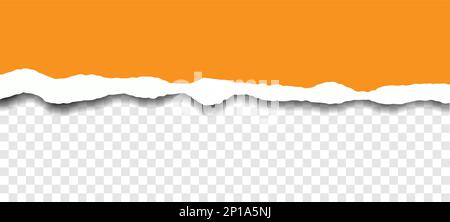 Torn piece of orange paper with transparent shadow. Template for your advertising design. Stock Vector