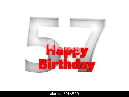 red lettering Happy Birthday with a big relief number behind Stock Photo