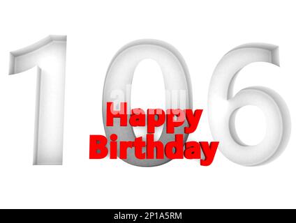 red lettering Happy Birthday with a big relief number behind Stock Photo