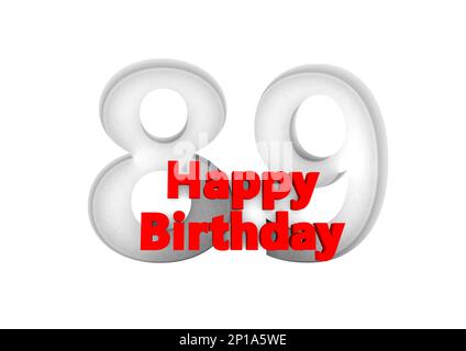 red lettering Happy Birthday with a big relief number behind Stock Photo