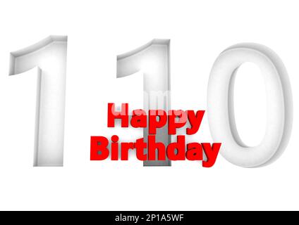 red lettering Happy Birthday with a big relief number behind Stock Photo