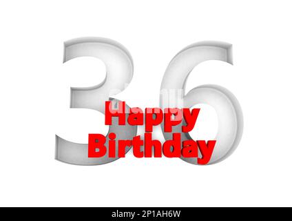 red lettering Happy Birthday with a big relief number behind Stock Photo