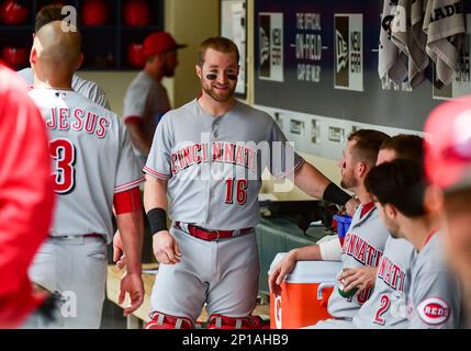 May 29, 2016: Cincinnati Reds right fielder Jay Bruce (32) warms up a MLB  game Between the Cincinnati Reds and the Milwaukee Brewers at Miller Park,  Milwaukee, WI. (Photo by Merle Laswell/Icon