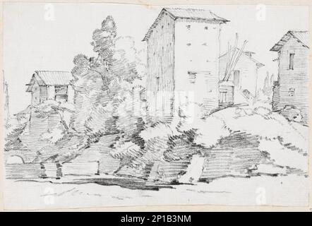 Italian Farm Buildings by a Stream, 1744/1750. Stock Photo