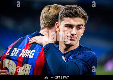 Madrid, Spain. 02nd Mar, 2023. Gavi (Barcelona) before the football match betweenReal Madrid and Barcelona valid for the semifinal of the â&#x80;&#x9c;Copa del Reyâ&#x80;&#x9d; Spanish cup celebrated in Madrid, Spain at Bernabeu stadium on Thursday 02 March 2023 Credit: Independent Photo Agency/Alamy Live News Stock Photo