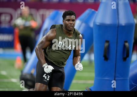 Eastern Michigan defensive lineman Jose Ramirez runs a drill at the NFL  football scouting combine in Indianapolis, Thursday, March 2, 2023. (AP  Photo/Michael Conroy Stock Photo - Alamy