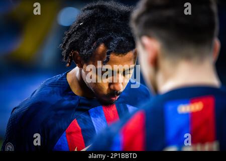 Madrid, Madrid, Spain. 2nd Mar, 2023. Jules KoundÅ½ (Barcelona) before the football match between.Real Madrid and Barcelona valid for the semifinal of the 'Copa del Rey' Spanish cup celebrated in Madrid, Spain at Bernabeu stadium on Thursday 02 March 2023 (Credit Image: © Alberto Gardin/ZUMA Press Wire) EDITORIAL USAGE ONLY! Not for Commercial USAGE! Stock Photo