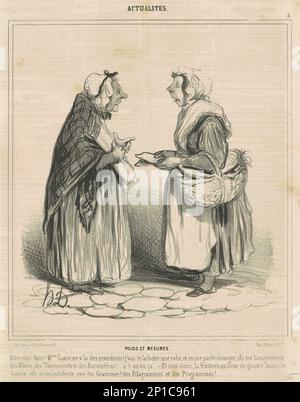 Poids et mesures, 19th century.Weights and measures. Stock Photo