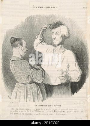 Un monsieur qui se rajeunit, 19th century.The beautiful days of life - A gentleman who is getting younger Stock Photo