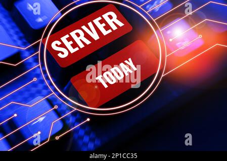 Hand writing sign Server. Concept meaning computer program which manages access centralized resource network Stock Photo