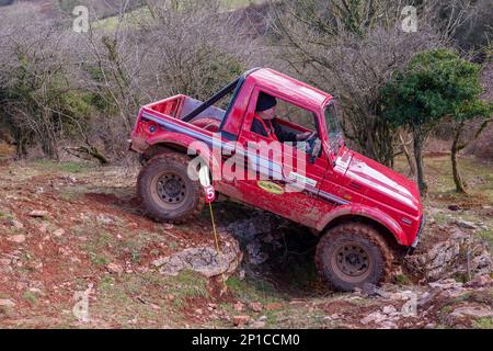 February 2023 - ADWC off road trial at Chewton Mendip in Somerset, UK. Stock Photo