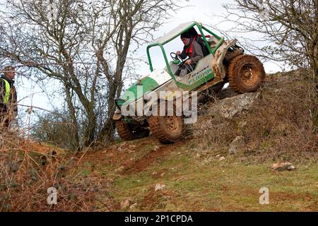 February 2023 - ADWC off road trial at Chewton Mendip in Somerset, UK. Stock Photo