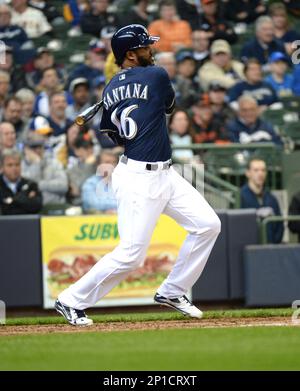 Milwaukee, WI, USA. 16th Apr, 2021. Milwaukee Brewers Luis Urias #42 during  the Major League Baseball game between the Milwaukee Brewers and the  Pittsburgh Pirates at American Family Field in Milwaukee, WI.