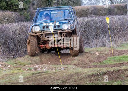 February 2023 - ADWC off road trial at Chewton Mendip in Somerset, UK. Stock Photo