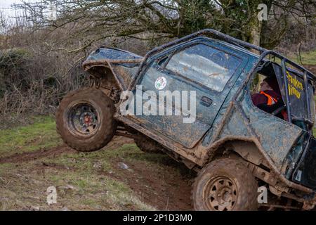 February 2023 - ADWC off road trial at Chewton Mendip in Somerset, UK. Stock Photo