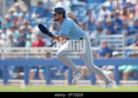 DUNEDIN, FL - MARCH 03: Tampa Bay Rays Infielder Jonathan Aranda (62) at  bat during the spring training game between the Tampa Bay Rays and the  Toronto Blue Jays on March 03