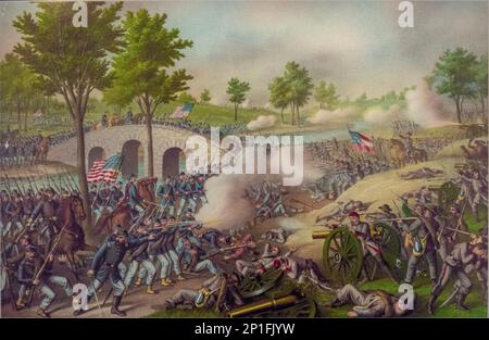 Battle of Antietam painting in the Maryland State house in Annapolis MD Stock Photo