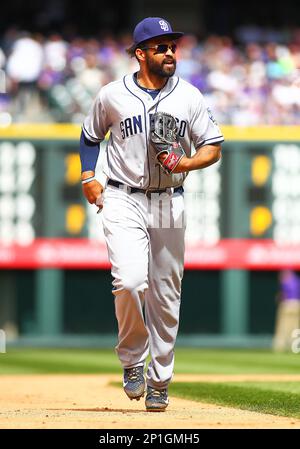 April 10 2016: San Diego Padres Starting Pitcher, James Shields (33)  pitches during a regular season major league baseball game between the  Colorado Rockies and the visiting San Diego Padres at Coors