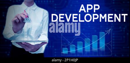 Writing displaying text App Development. Business showcase Development services for awesome mobile and web experiences Stock Photo