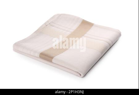 Folded handkerchief isolated on white. Stylish accessory Stock Photo