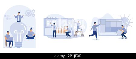 Project life cycle concept, Project planning, design structure matrix, task assignment, business case, business analysis, visual representation,  set Stock Vector