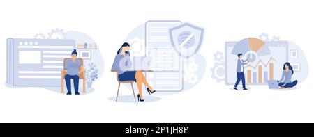 Web development concept, Single page application, progressive web app, benchmark testing, responsive website, application working offline, set flat ve Stock Vector
