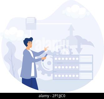 Database security abstract concept,Cloud storage,flat vector modern illustration Stock Vector