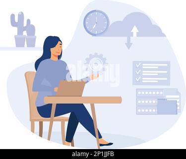 Database security abstract concept,data recovery and synchronization,flat vector modern illustration Stock Vector