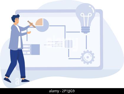 Problem solving skills abstract concept,decision making and motivation,business leadership,flat vector modern illustration Stock Vector