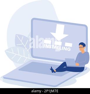 Software products, Operating system installation and update,flat vector modern illustration Stock Vector