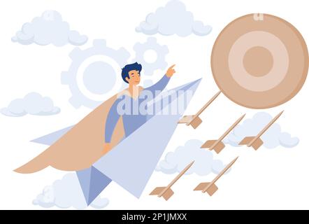 Problem solving skills abstract concept,boost creativity,business leadership,flat vector modern illustration Stock Vector