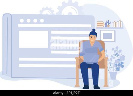 Web development concept,Single page application, progressive web app,flat vector modern illustration Stock Vector