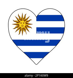Uruguay Heart Shape Flag. Love Uruguay. Visit Uruguay. South America. Latin America. Vector Illustration Graphic Design. Stock Vector