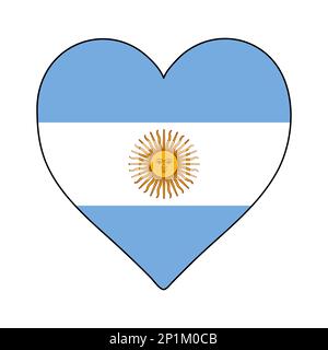 Argentina Heart Shape Flag. Love Argentina. Visit Argentina. South America. Latin America. Vector Illustration Graphic Design. Stock Vector