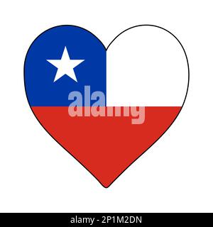 Chile Heart Shape Flag. Love Chile. Visit Chile. South America. Latin America. Vector Illustration Graphic Design. Stock Vector